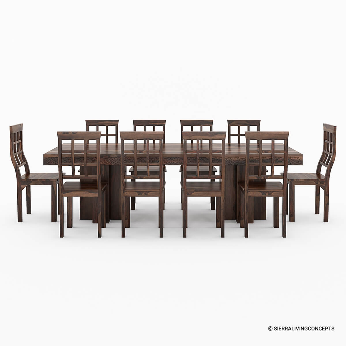 Ranch Rustic Solid Wood Double Pedestal Dining Table Image